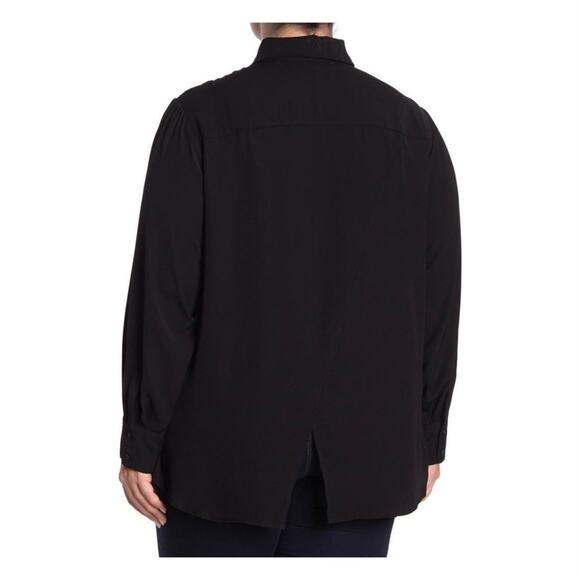 Rachel Roy Najila Split back blouse black 1X mock collar plus size - Picture 2 of 3